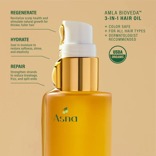 Amla BioVeda Beard Oil + 3 - IN - 1 Hair Oil - Asna Beauty